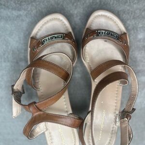 Tommy Hilfiger Tan Brown Leather Strappy Sandals